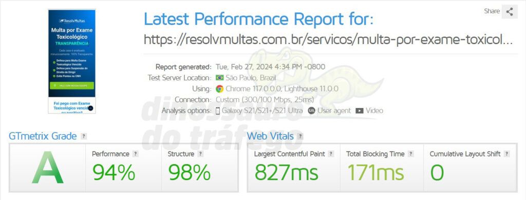 Site Barato em Goiânia/Go 29 GTMetrix LP Resolv Multas - Exame Toxicológico - Performance Móvel