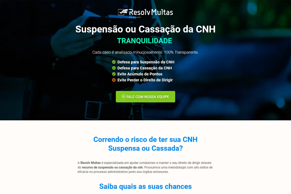Como Funciona 5 Resolv Multas - Site e Landing Pages
